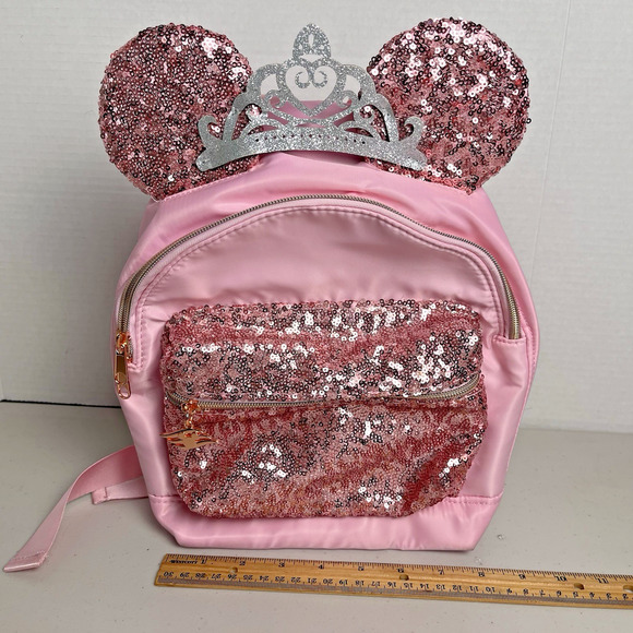 Disney Cruise Line Minnie Ears Sequin Pink Backpack Bibbidi Bobbidi BONUS Wallet - Picture 9 of 16